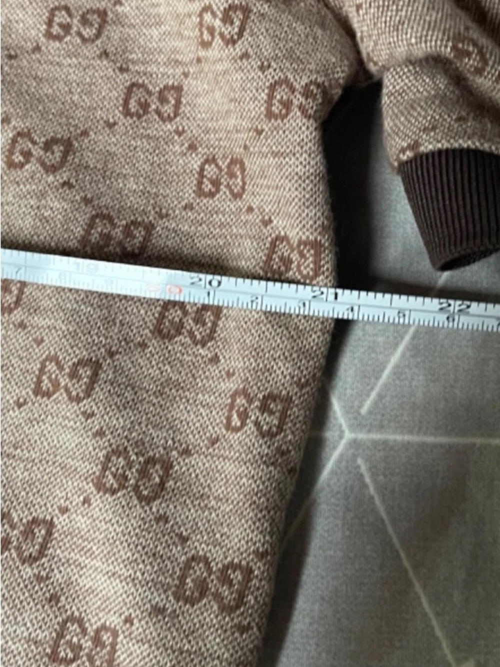 Gucci Brown GG Jacquard Polo with Red-Green Stripe Collar - Picture 2 of 3
